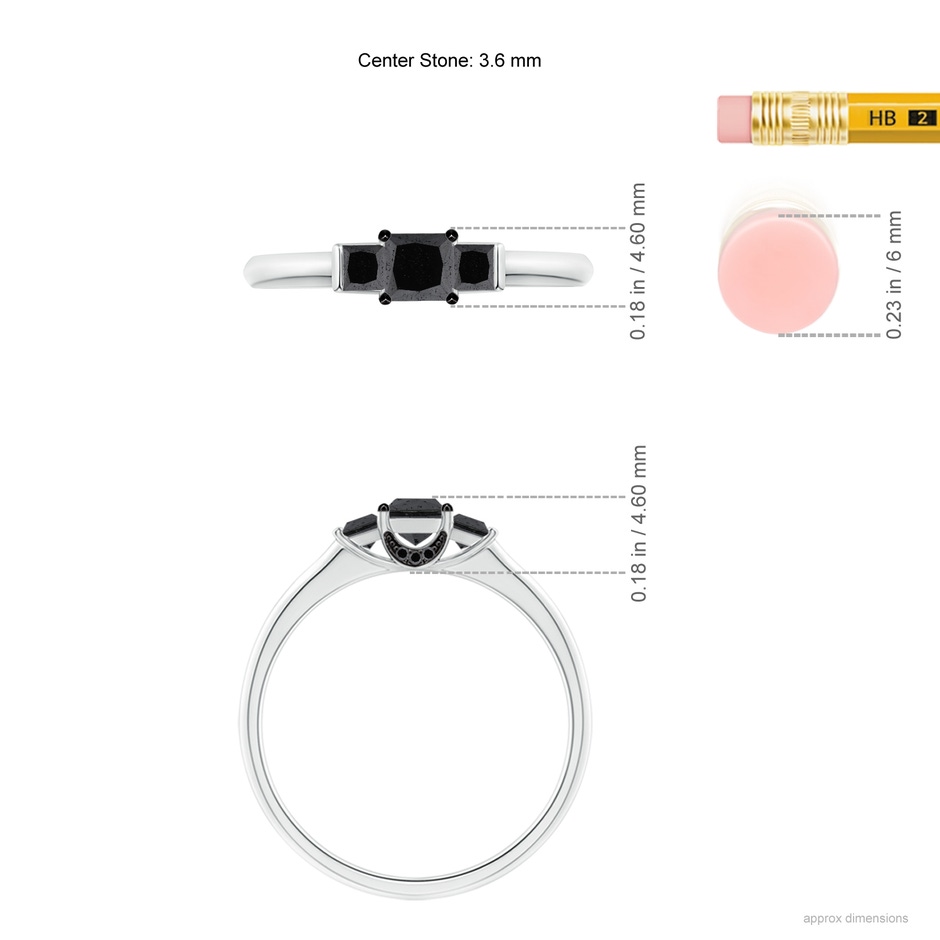 3.6mm A Classic Princess-Cut Enhanced Black Diamond Engagement Ring in 9K White Gold product image