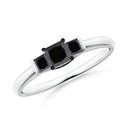Three Stone White Gold Enhanced Black Diamond Rings