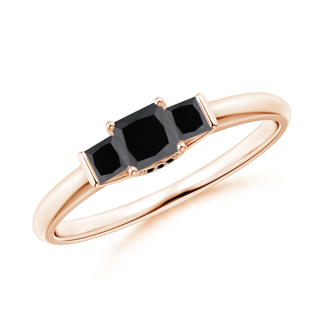 3.6mm AA Classic Princess-Cut Enhanced Black Diamond Engagement Ring in Rose Gold