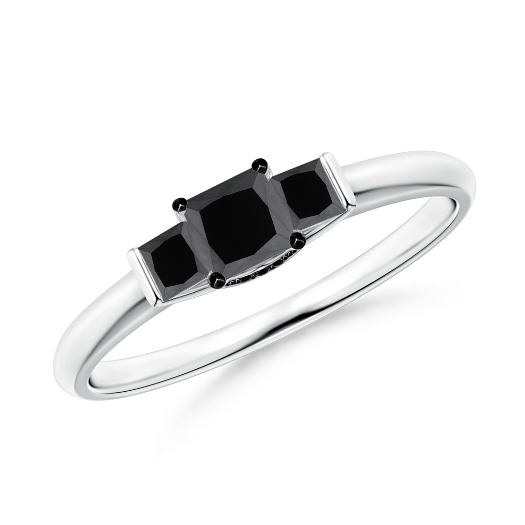 3.6mm AA Classic Princess-Cut Enhanced Black Diamond Engagement Ring in White Gold