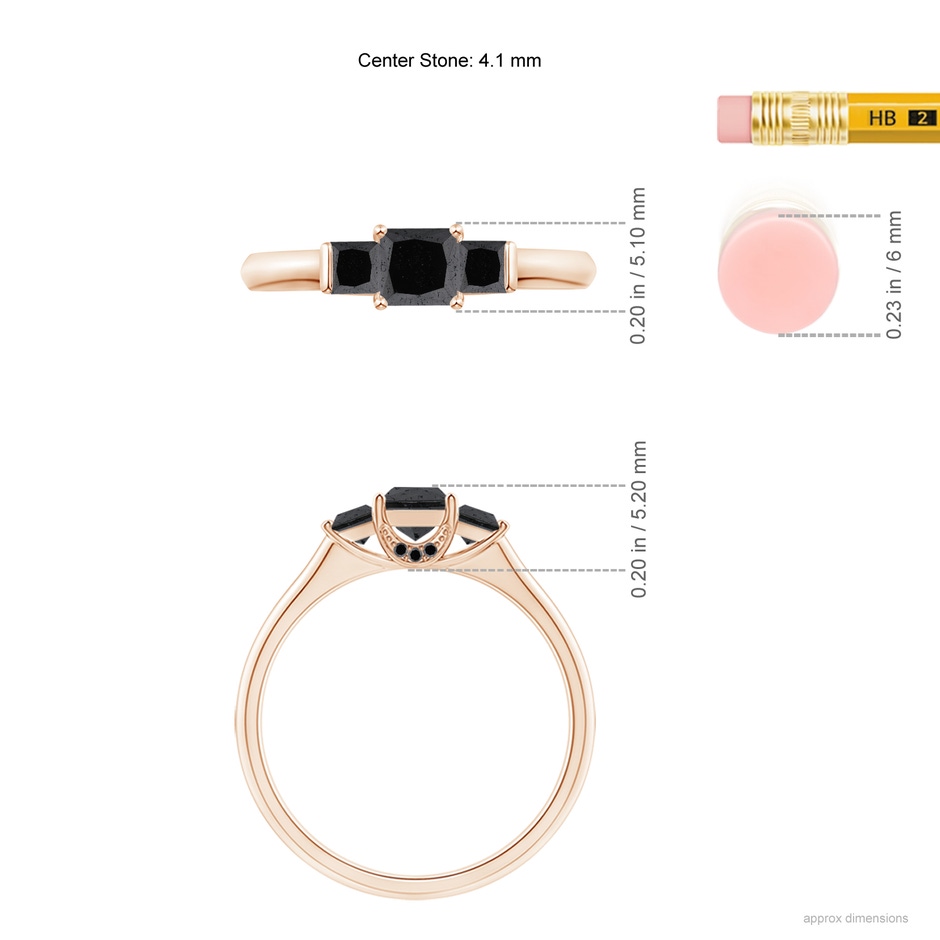 4.1mm A Classic Princess-Cut Enhanced Black Diamond Engagement Ring in 9K Rose Gold product image