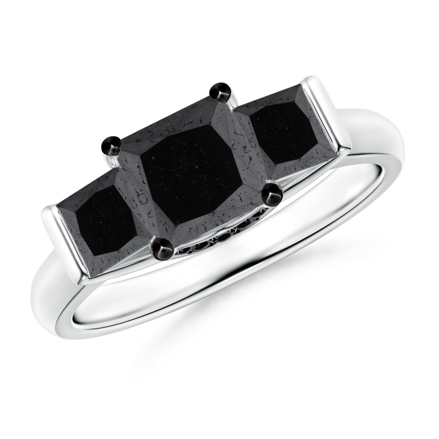5.8mm A Classic Princess-Cut Enhanced Black Diamond Engagement Ring in P950 Platinum