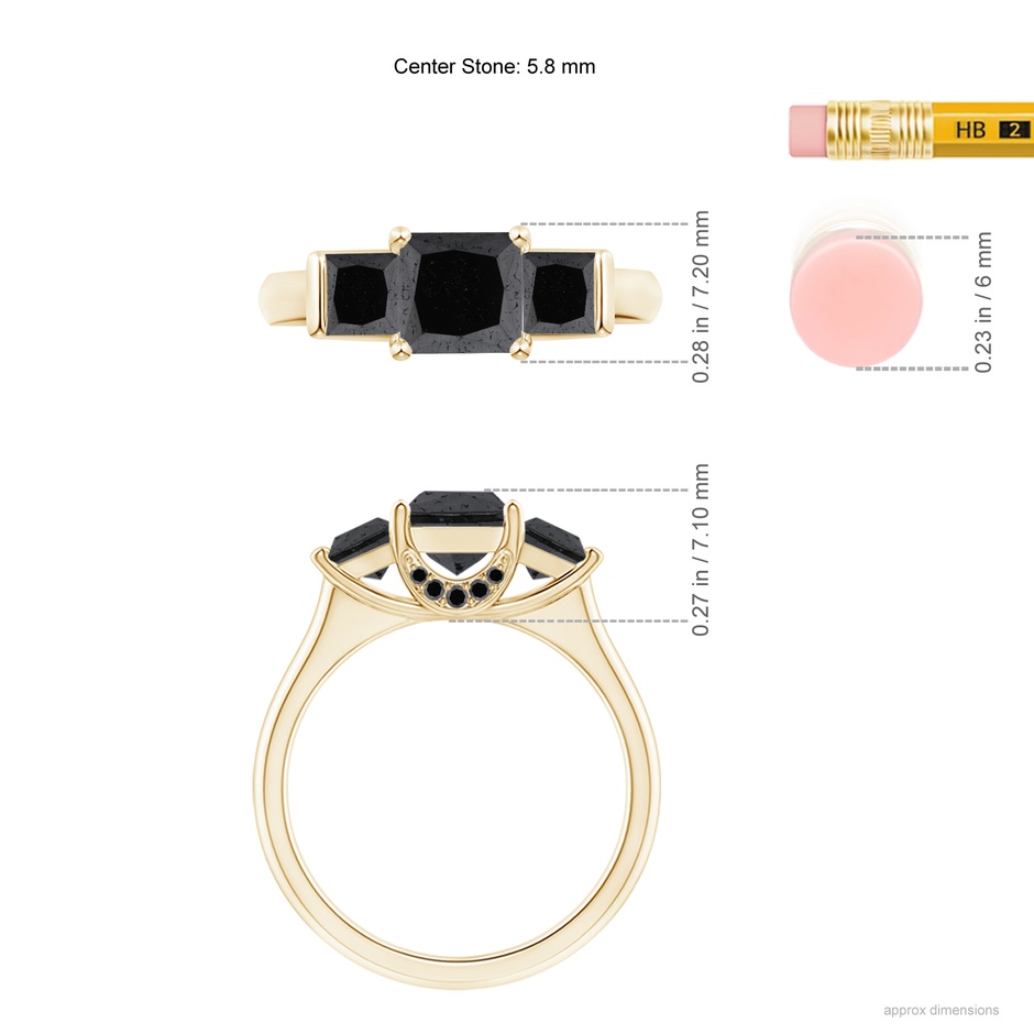 5.8mm A Classic Princess-Cut Enhanced Black Diamond Engagement Ring in Yellow Gold product image
