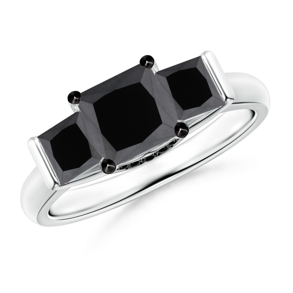 5.8mm AA Classic Princess-Cut Enhanced Black Diamond Engagement Ring in 9K White Gold 