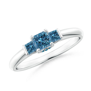3.6mm AAA Classic Princess-Cut Enhanced Blue Diamond Engagement Ring in P950 Platinum