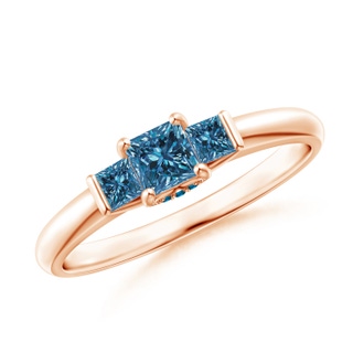 3.6mm AAA Classic Princess-Cut Enhanced Blue Diamond Engagement Ring in Rose Gold