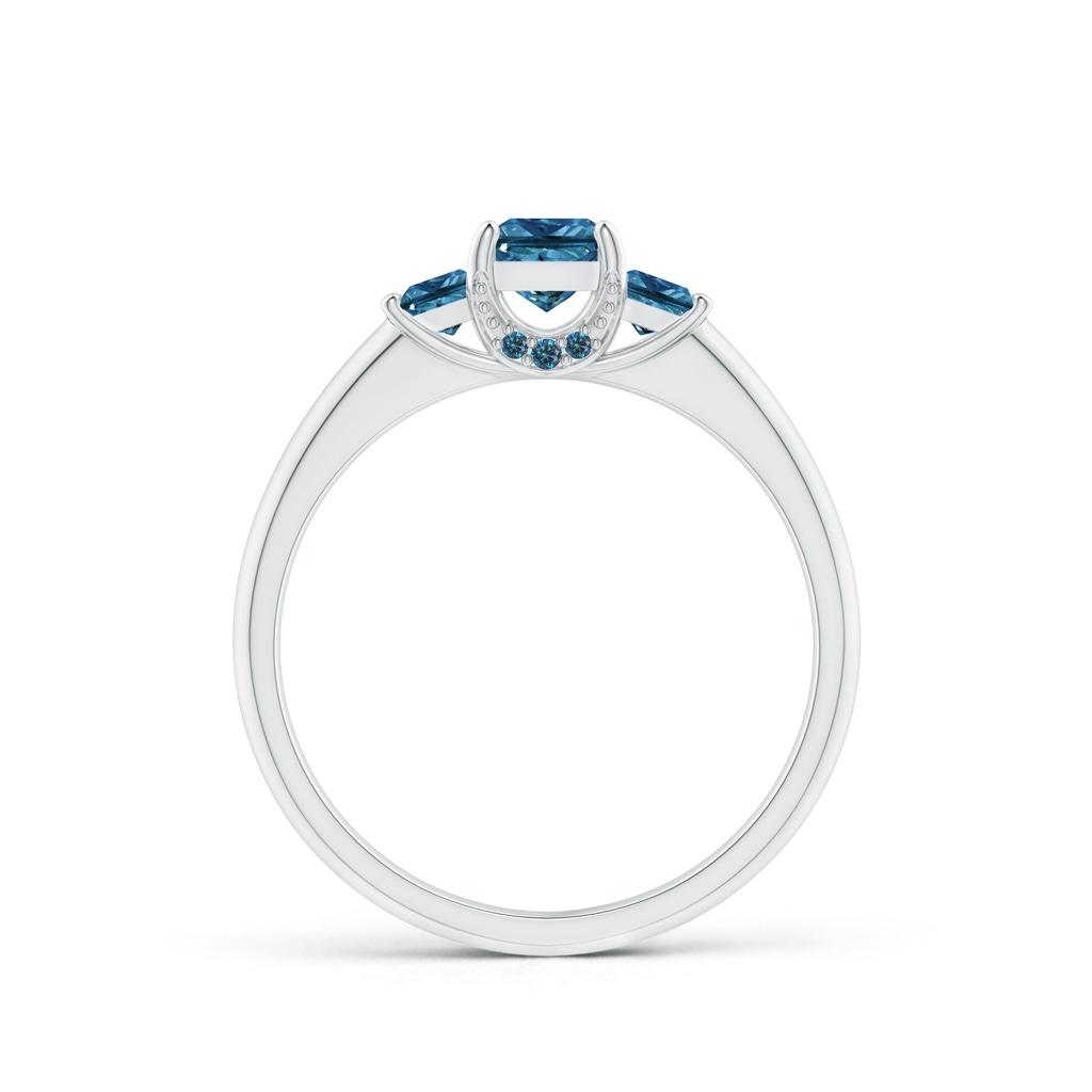 4.1mm AAA Classic Princess-Cut Enhanced Blue Diamond Engagement Ring in White Gold Product Image