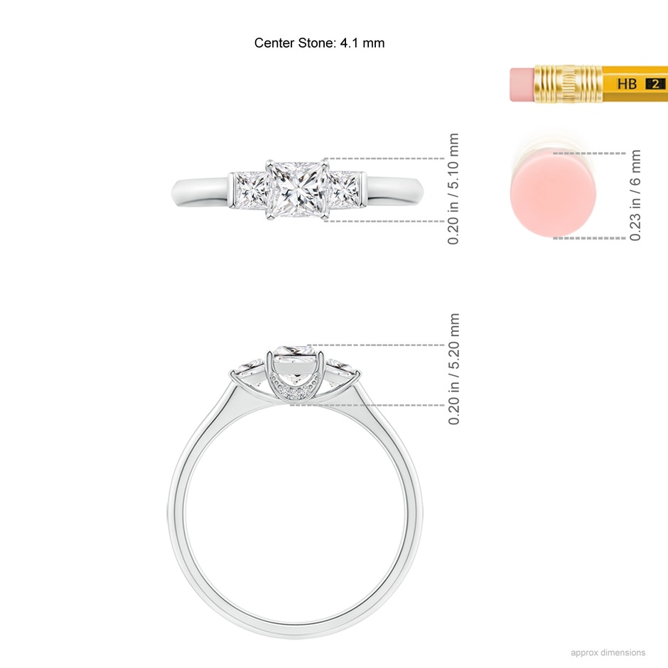 4.1mm HSI2 Classic Princess-Cut Diamond Engagement Ring in White Gold ruler