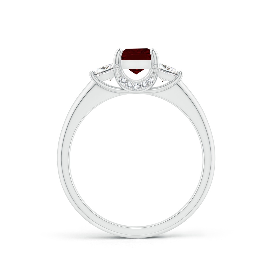 5mm AAA Classic Square Garnet and Diamond Engagement Ring in White Gold product image