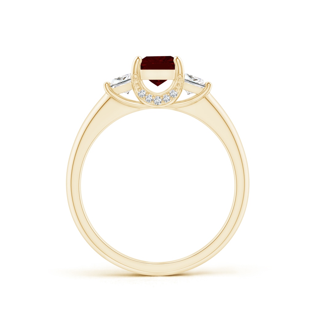 5mm AAA Classic Square Garnet and Diamond Engagement Ring in Yellow Gold Product Image
