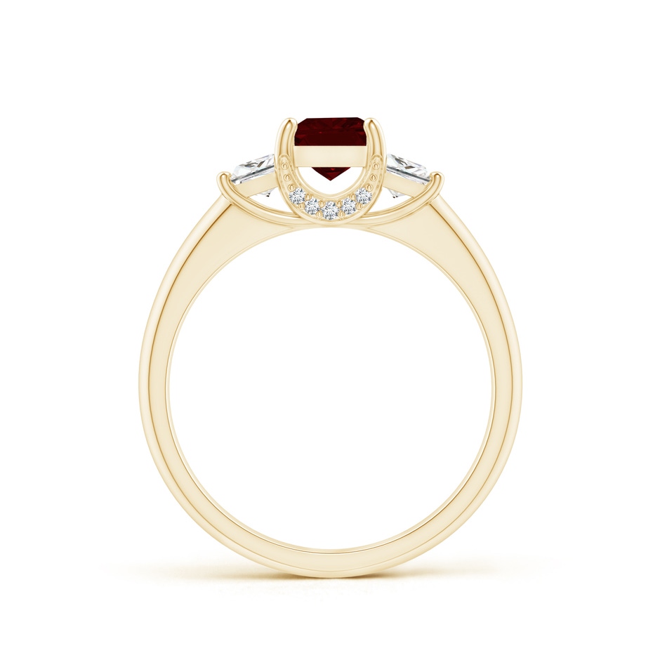 5mm AAA Classic Square Garnet and Diamond Engagement Ring in Yellow Gold product image