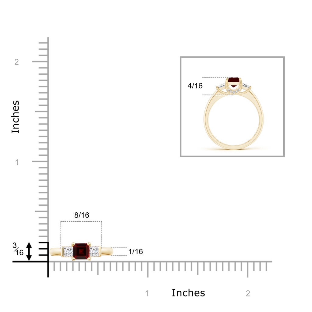 5mm AAA Classic Square Garnet and Diamond Engagement Ring in Yellow Gold Product Image