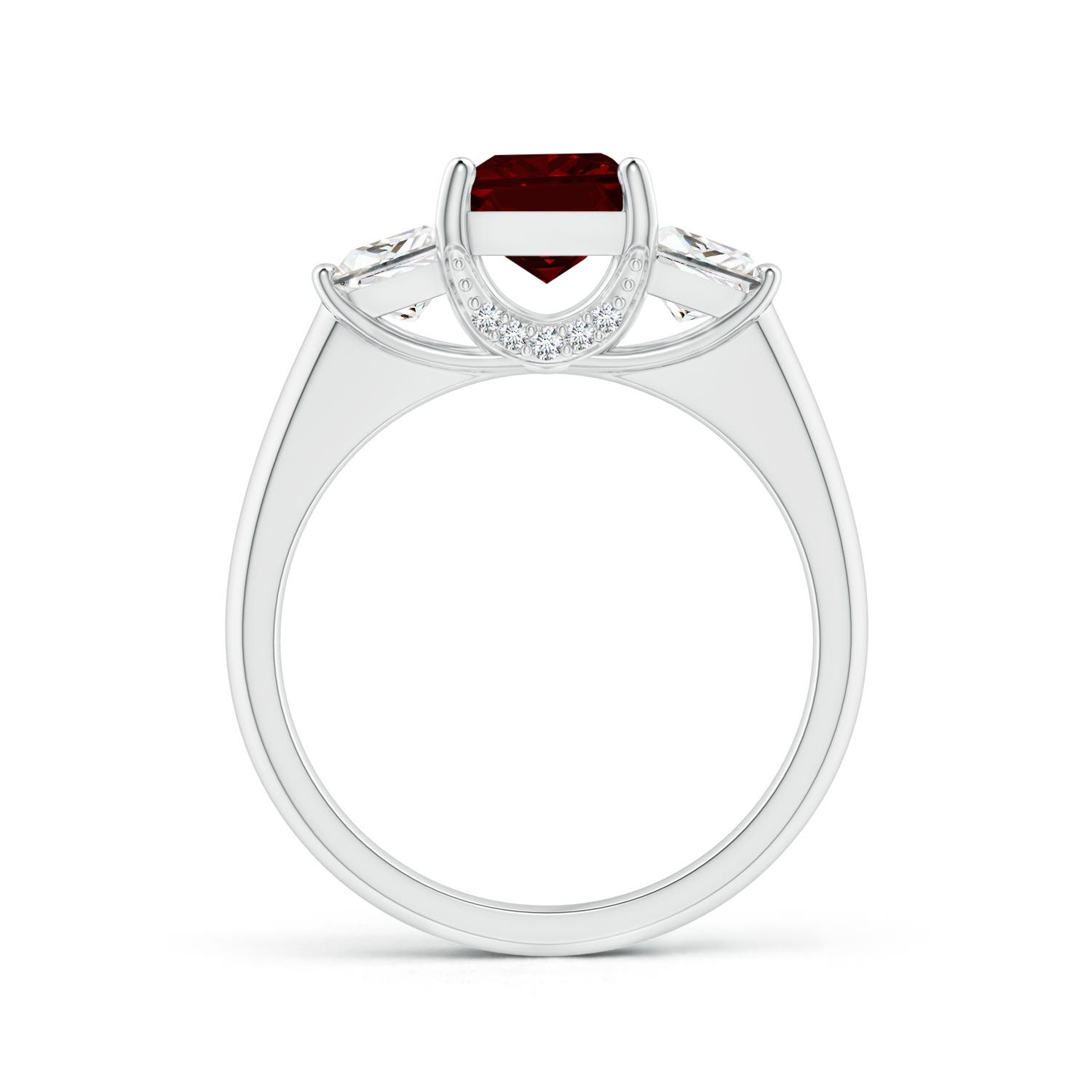 6mm AAAA Classic Square Garnet and Diamond Engagement Ring in P950 Platinum