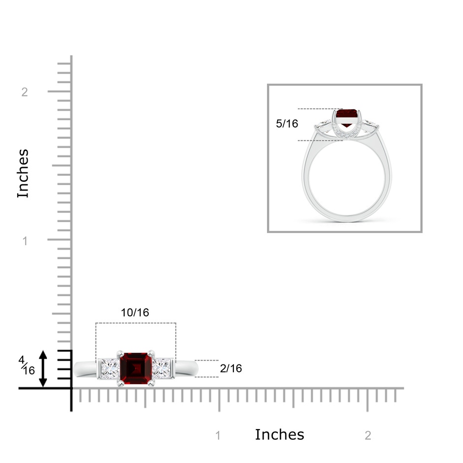 6mm AAAA Classic Square Garnet and Diamond Engagement Ring in P950 Platinum product image