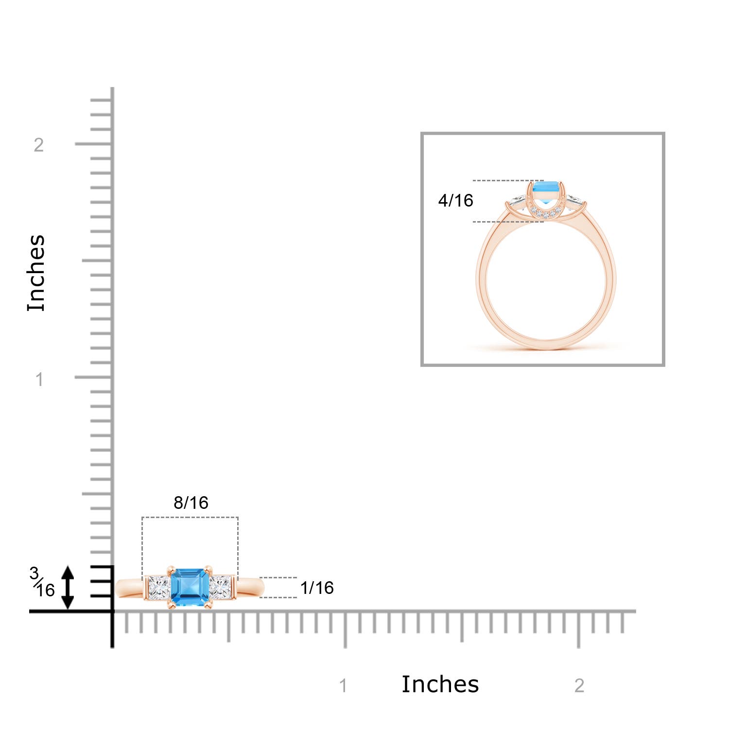 AAA - Swiss Blue Topaz / 1.12 CT / 14 KT Rose Gold