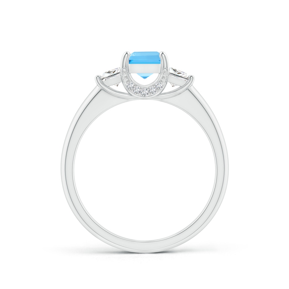 5mm AAA Classic Square Swiss Blue Topaz and Diamond Engagement Ring in White Gold product image