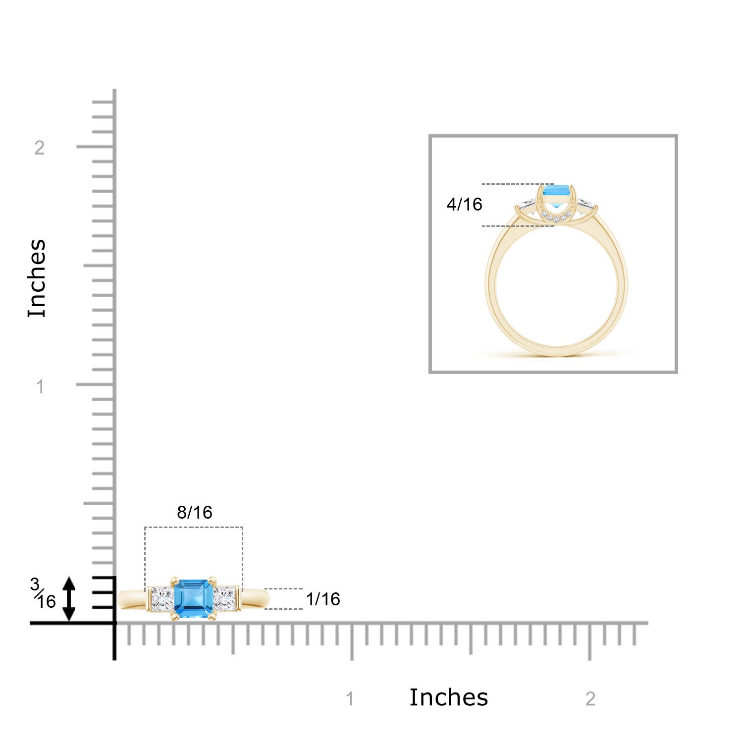 AAA - Swiss Blue Topaz / 1.12 CT / 14 KT Yellow Gold