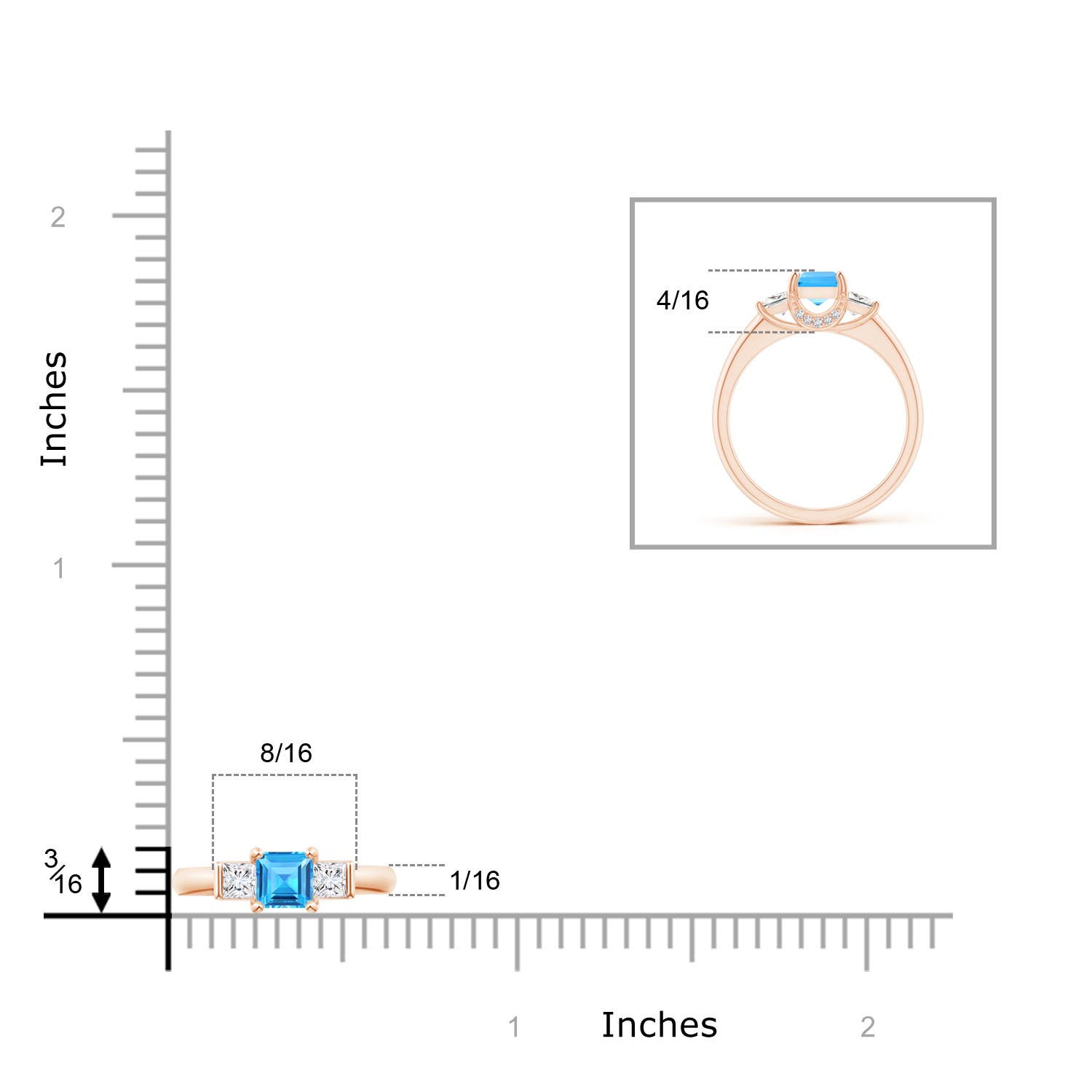 AAAA - Swiss Blue Topaz / 1.12 CT / 14 KT Rose Gold