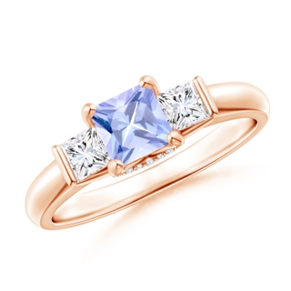 5mm A Classic Square Tanzanite and Diamond Engagement Ring in Rose Gold