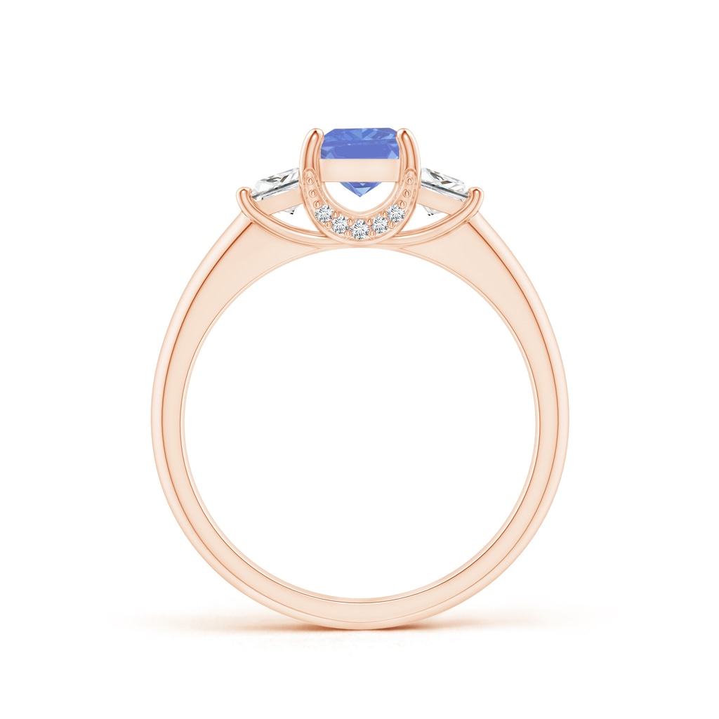 5mm AA Classic Square Tanzanite and Diamond Engagement Ring in 9K Rose Gold Product Image