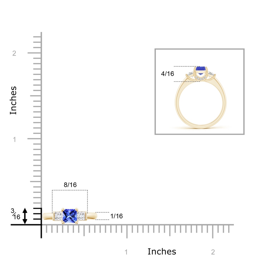 5mm AAA Classic Square Tanzanite and Diamond Engagement Ring in Yellow Gold product image