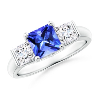 6mm AAA Classic Square Tanzanite and Diamond Engagement Ring in P950 Platinum