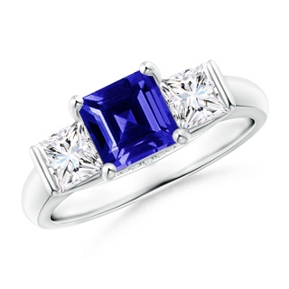 6mm AAAA Classic Square Tanzanite and Diamond Engagement Ring in P950 Platinum