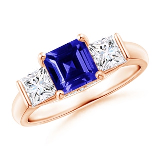 6mm AAAA Classic Square Tanzanite and Diamond Engagement Ring in Rose Gold