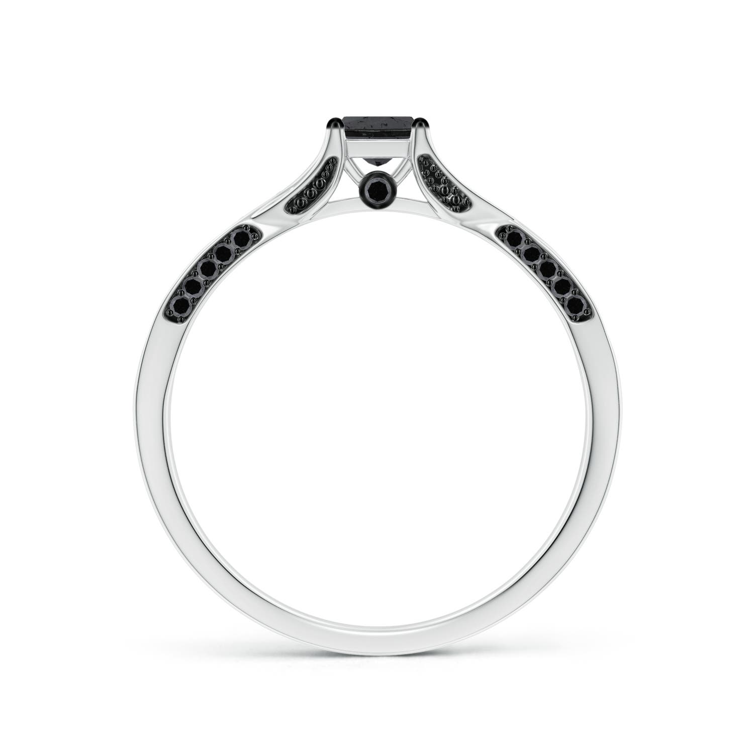 3.5mm A Princess-Cut Black Diamond Crossover Engagement Ring in P950 Platinum