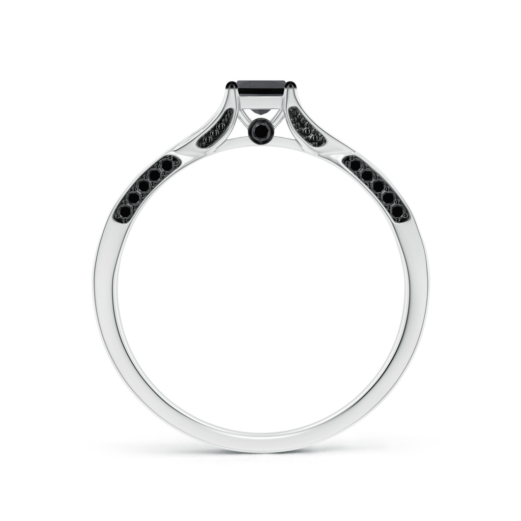 3.5mm AA Princess-Cut Black Diamond Crossover Engagement Ring in P950 Platinum Side-1