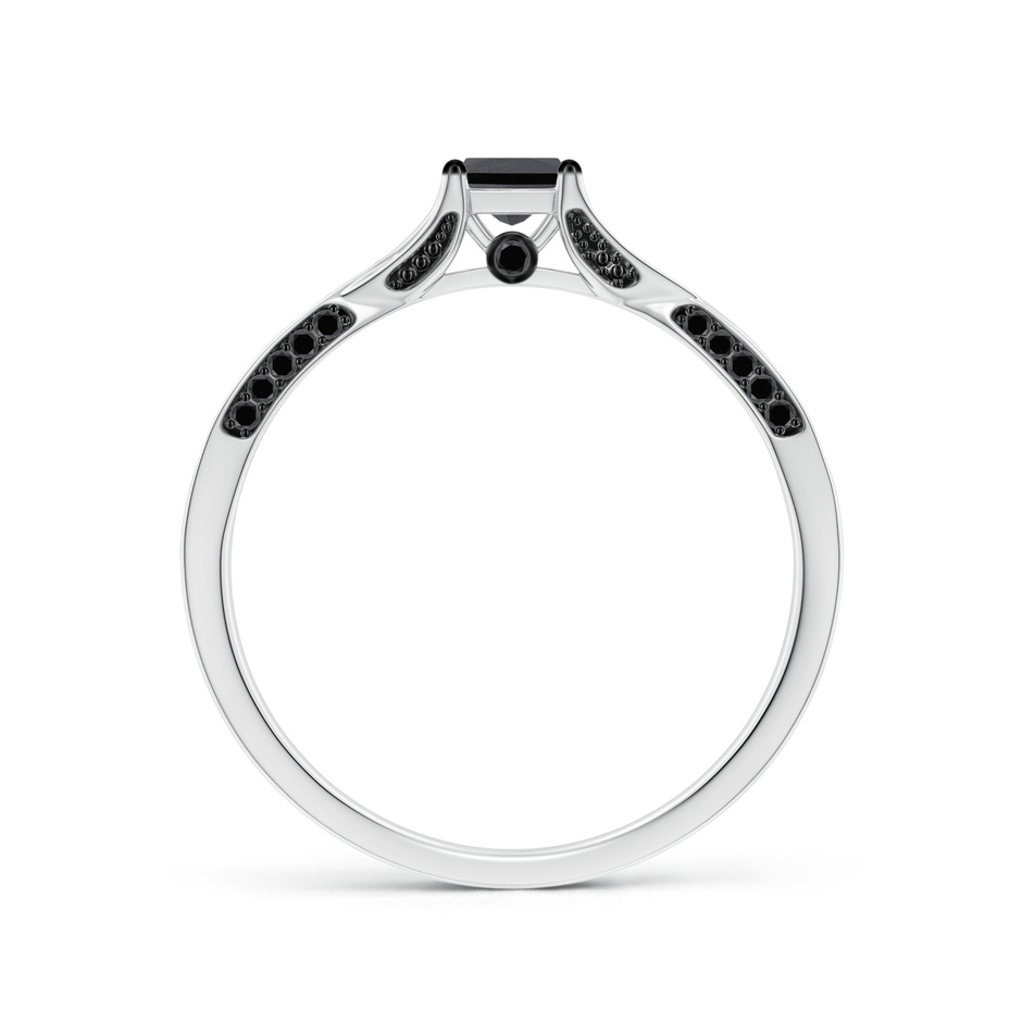 3.5mm AA Princess-Cut Black Diamond Crossover Engagement Ring in P950 Platinum side-1