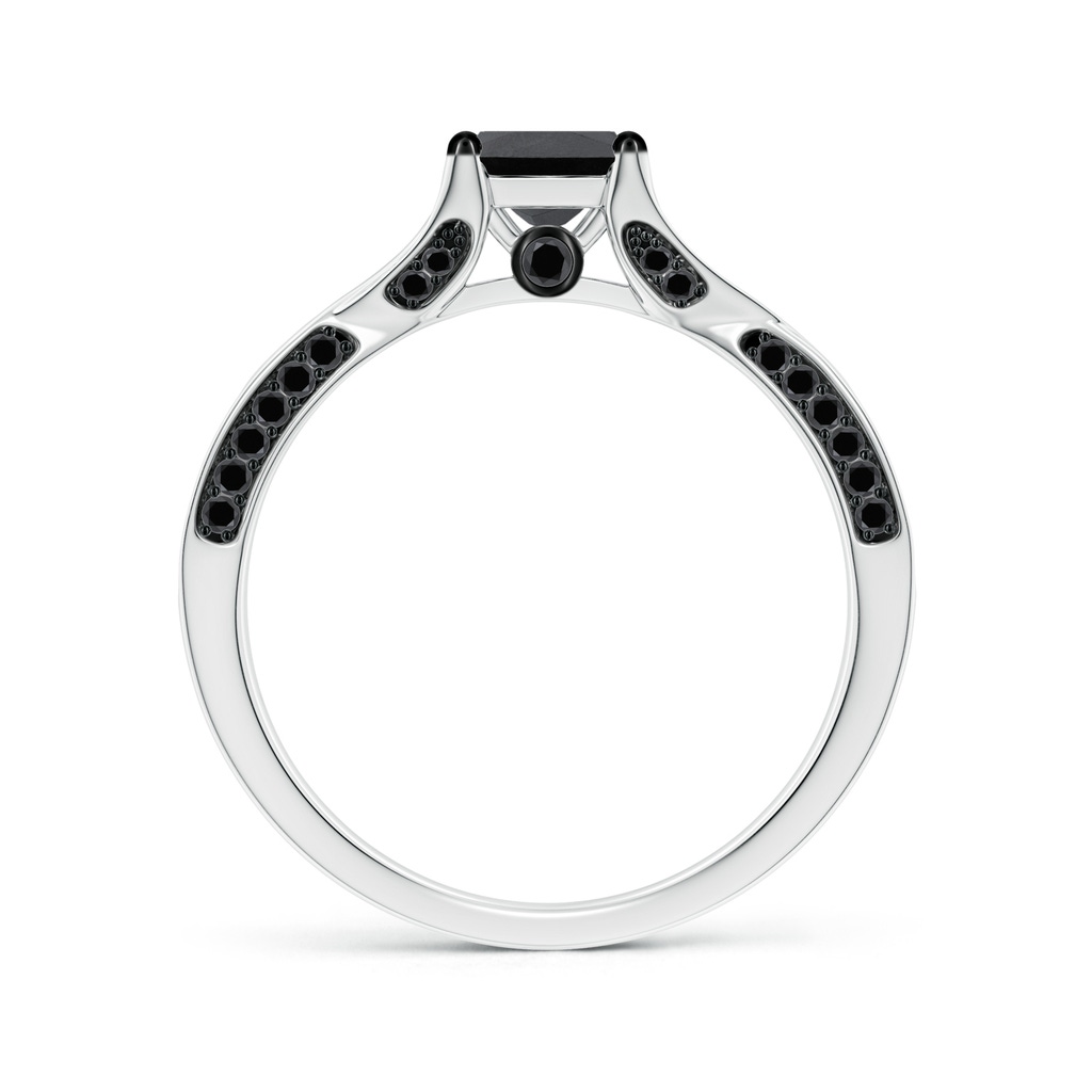 4.8mm AA Princess-Cut Black Diamond Crossover Engagement Ring in White Gold Side-1