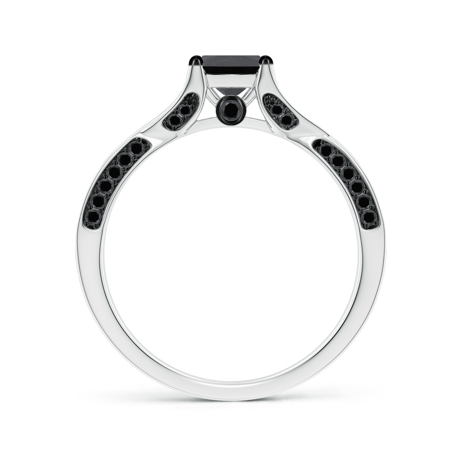 4.8mm AA Princess-Cut Black Diamond Crossover Engagement Ring in White Gold Side-1