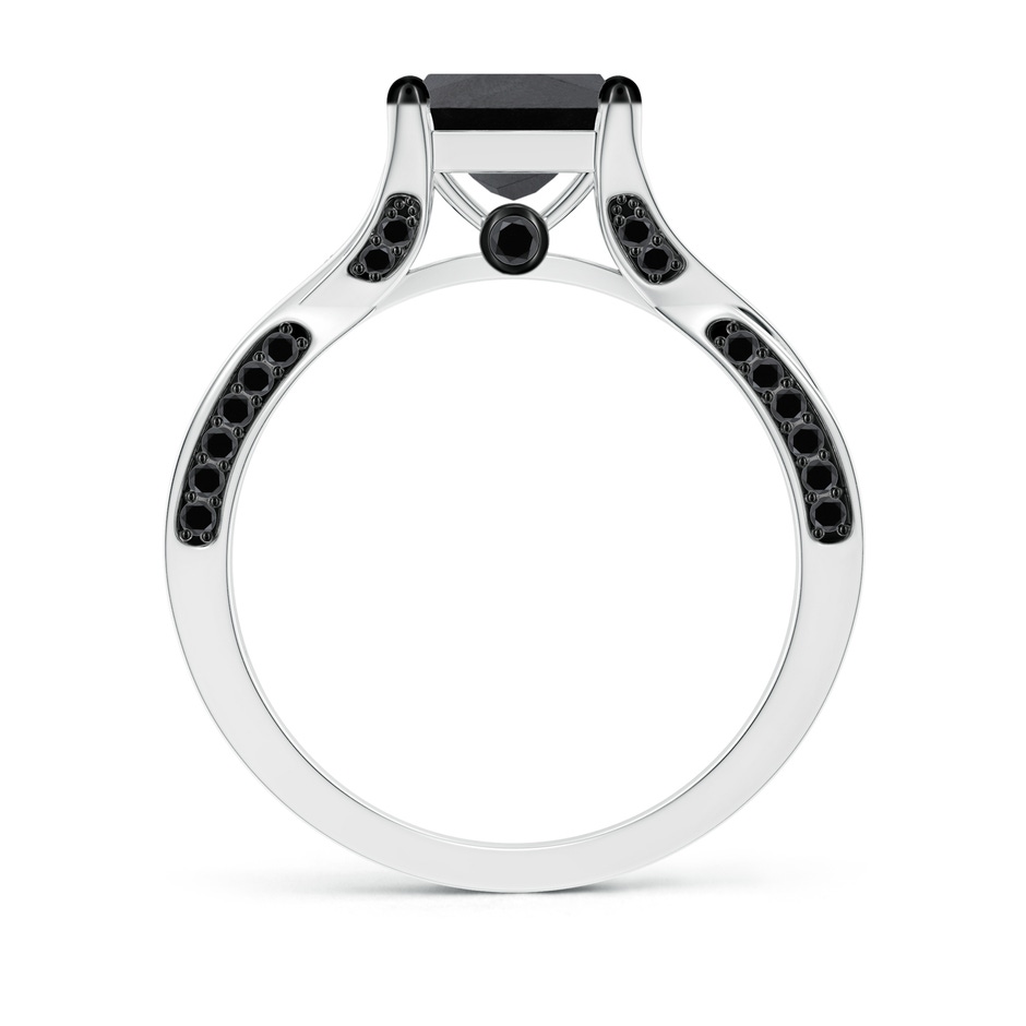 6.5mm AA Princess-Cut Black Diamond Crossover Engagement Ring in P950 Platinum side-1