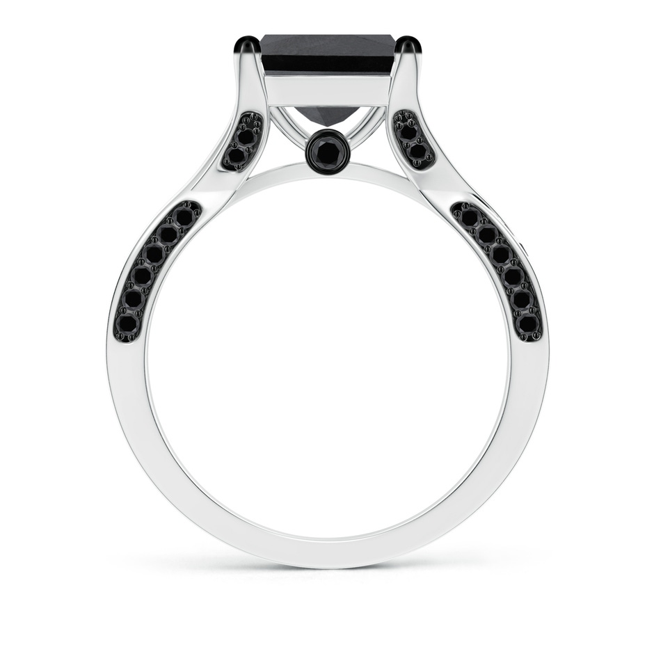 7.5mm AA Princess-Cut Black Diamond Crossover Engagement Ring in P950 Platinum side-1