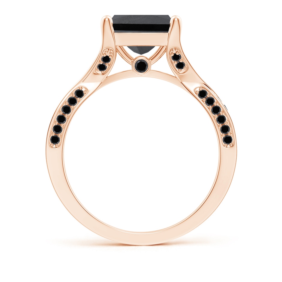 7.5mm AA Princess-Cut Black Diamond Crossover Engagement Ring in Rose Gold side-1