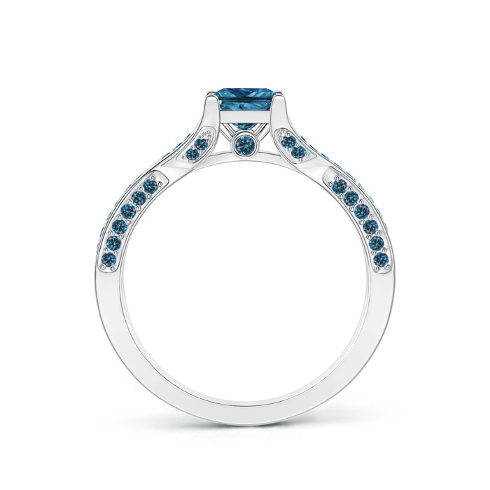 4.8mm AAA Princess-Cut Enhanced Blue Diamond Crossover Engagement Ring in P950 Platinum Product Image