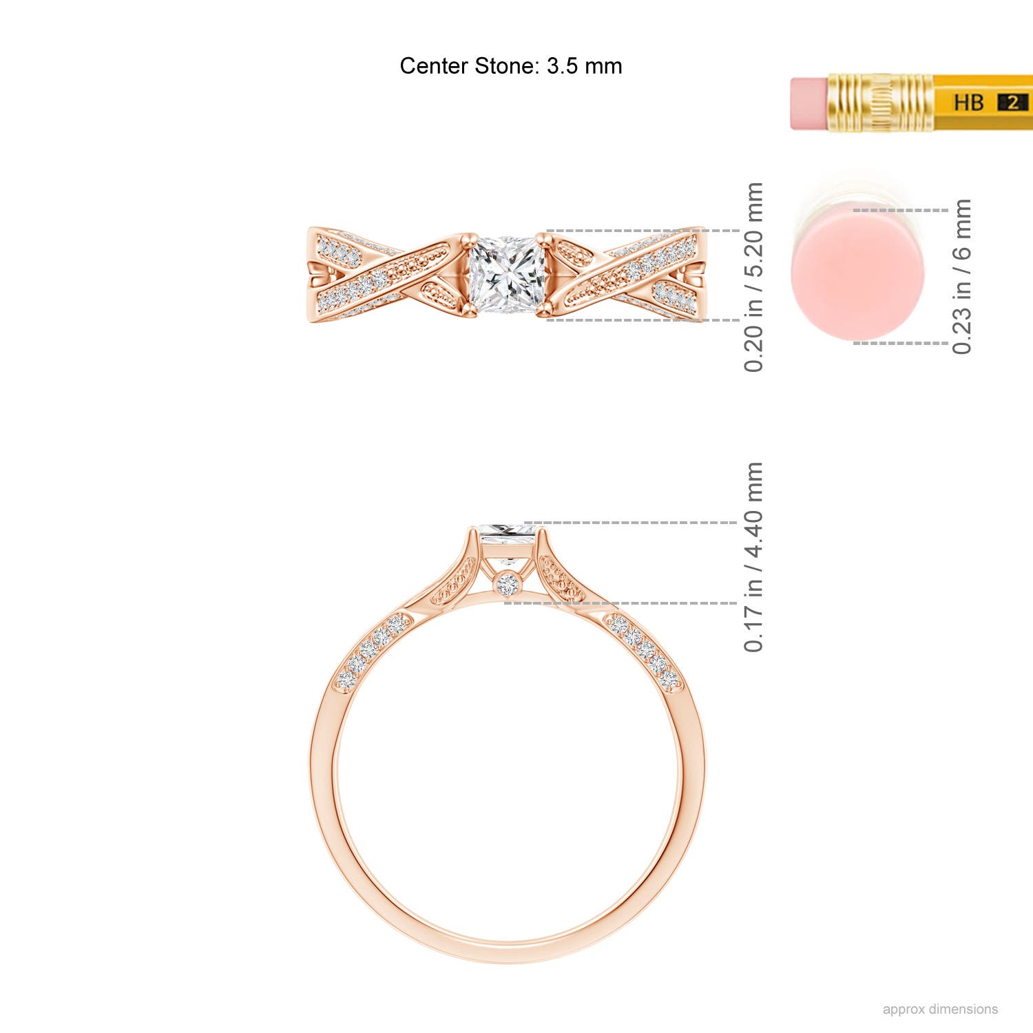 H, SI2 / 0.42 CT / 14 KT Rose Gold