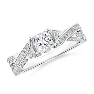 4.4mm HSI2 Princess-Cut Diamond Solitaire Crossover Engagement Ring in White Gold