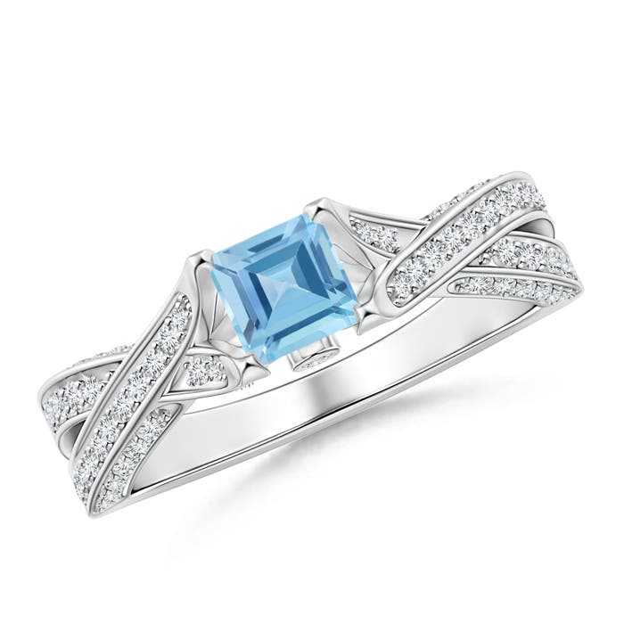 A - Swiss Blue Topaz / 1.1 CT / 14 KT White Gold