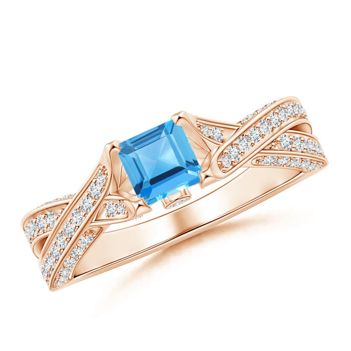 AAA - Swiss Blue Topaz / 1.1 CT / 14 KT Rose Gold