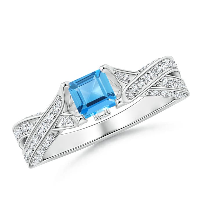 AAA - Swiss Blue Topaz / 1.1 CT / 14 KT White Gold