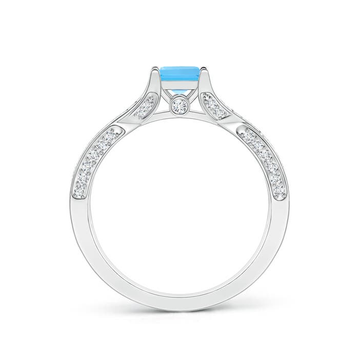 AAA - Swiss Blue Topaz / 1.1 CT / 14 KT White Gold