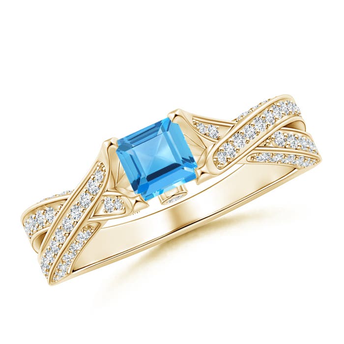 AAA - Swiss Blue Topaz / 1.1 CT / 14 KT Yellow Gold