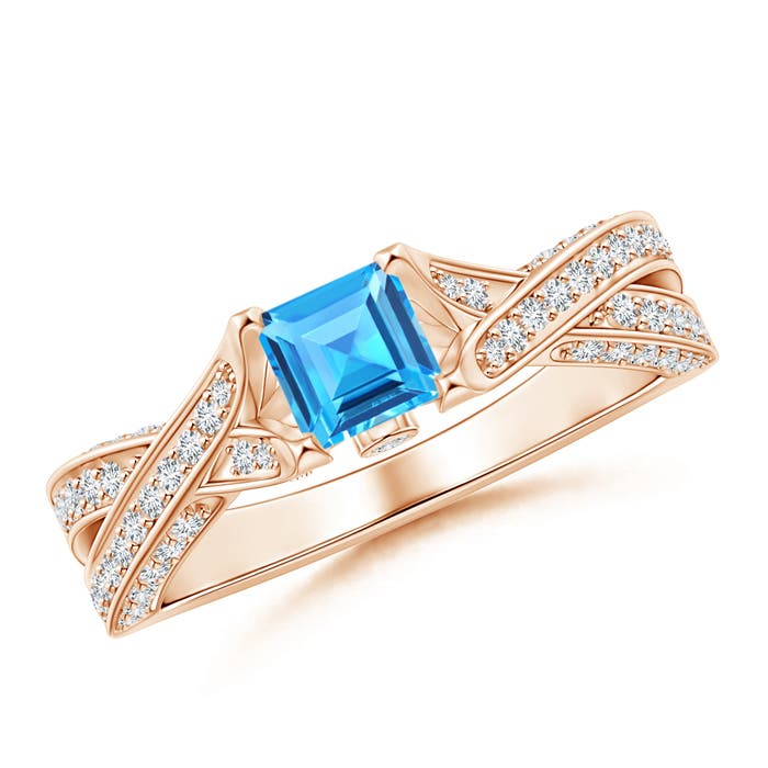 AAAA - Swiss Blue Topaz / 1.1 CT / 14 KT Rose Gold