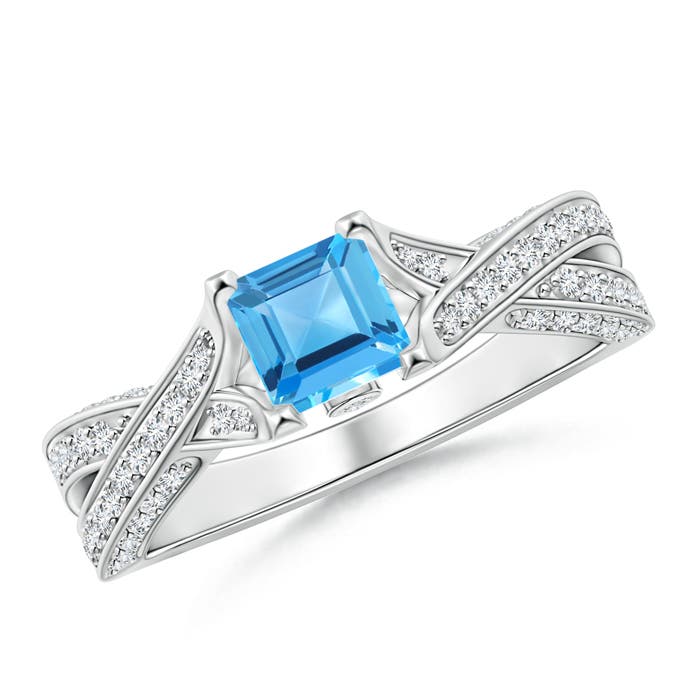 AAA - Swiss Blue Topaz / 1.78 CT / 14 KT White Gold