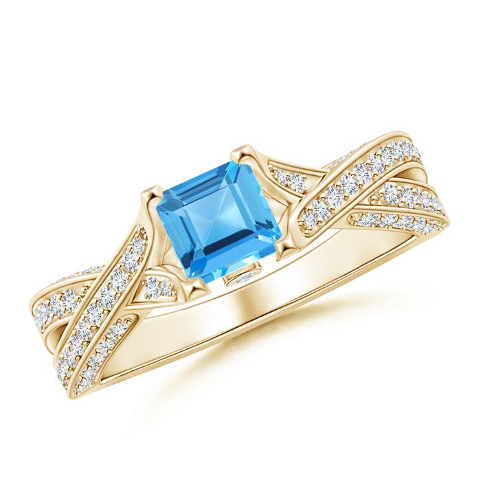 AAA - Swiss Blue Topaz / 1.78 CT / 14 KT Yellow Gold