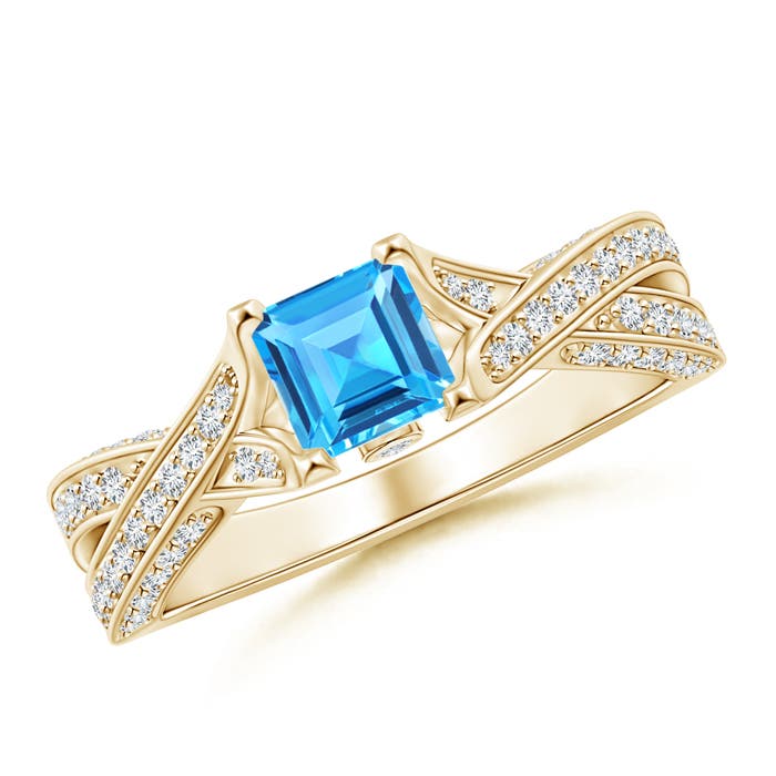 AAAA - Swiss Blue Topaz / 1.78 CT / 14 KT Yellow Gold