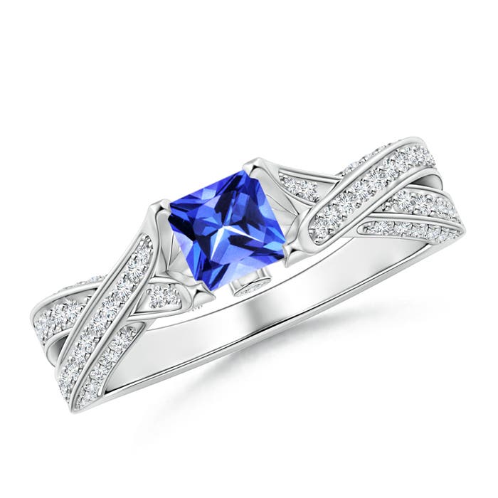 AAA - Tanzanite / 1.1 CT / 14 KT White Gold