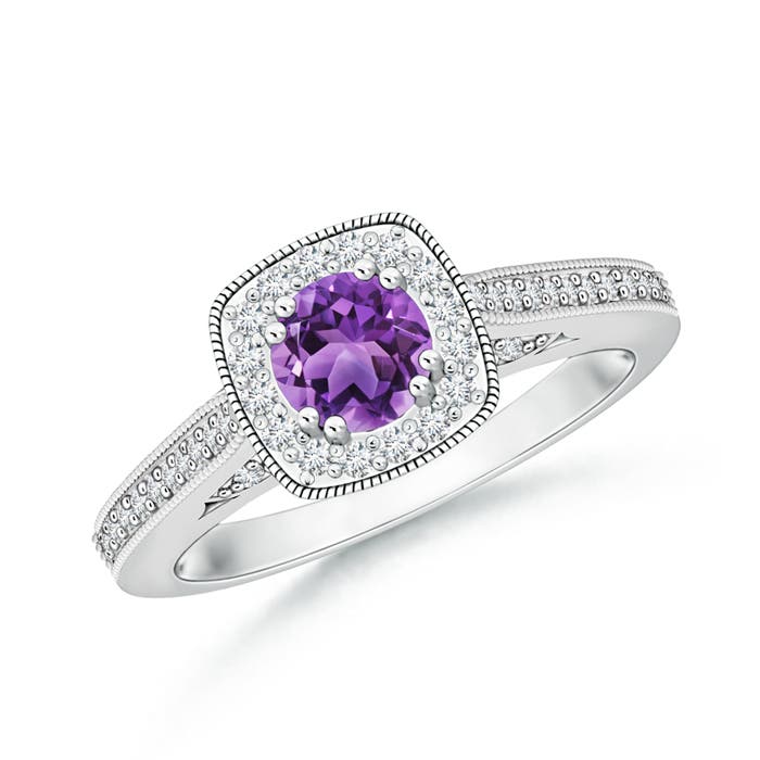 AA - Amethyst / 0.73 CT / 14 KT White Gold